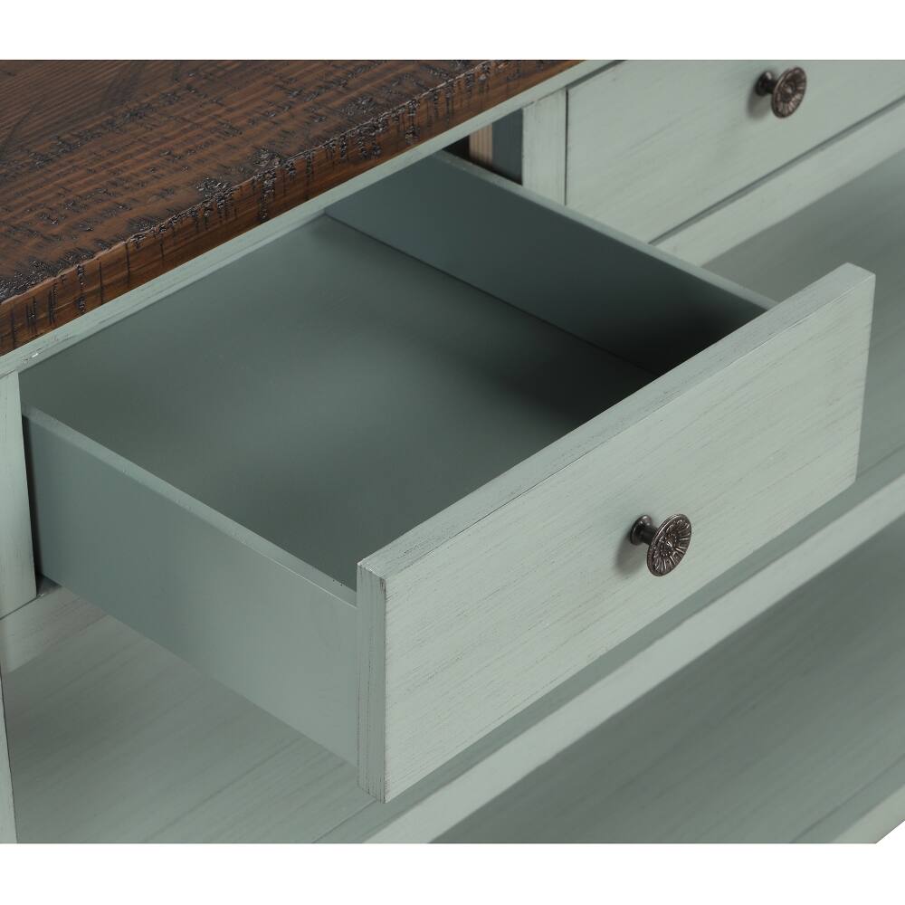 Alt View 6. Loheer - Loheer 48 Inch Solid Pine Wood Console Table with 3 Drawers Retro Blue - Retro Blue.