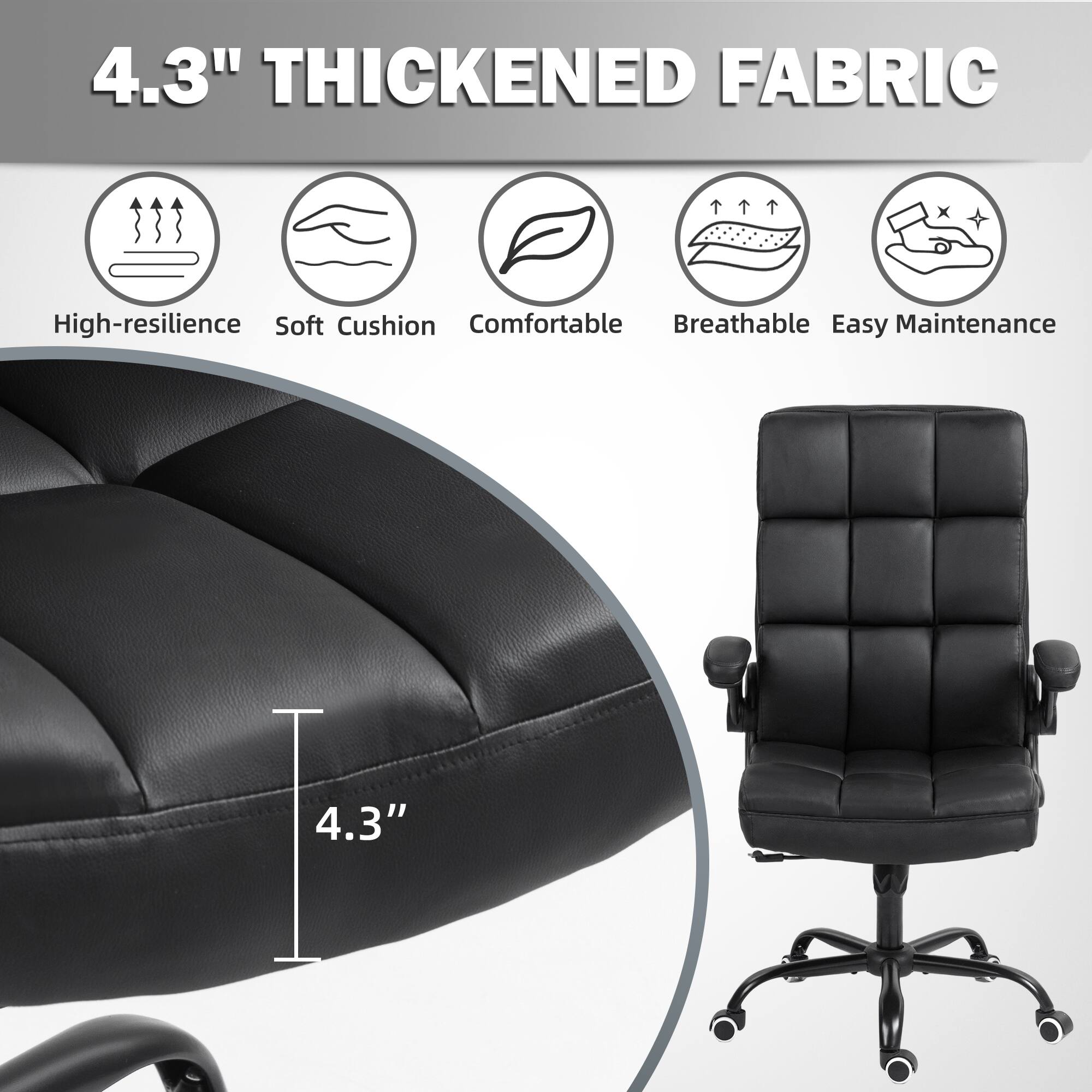 4.3" THICKENED FABRIC

- High-resilience
- Soft Cushion
- Comfortable
- Breathable
- Easy Maintenance