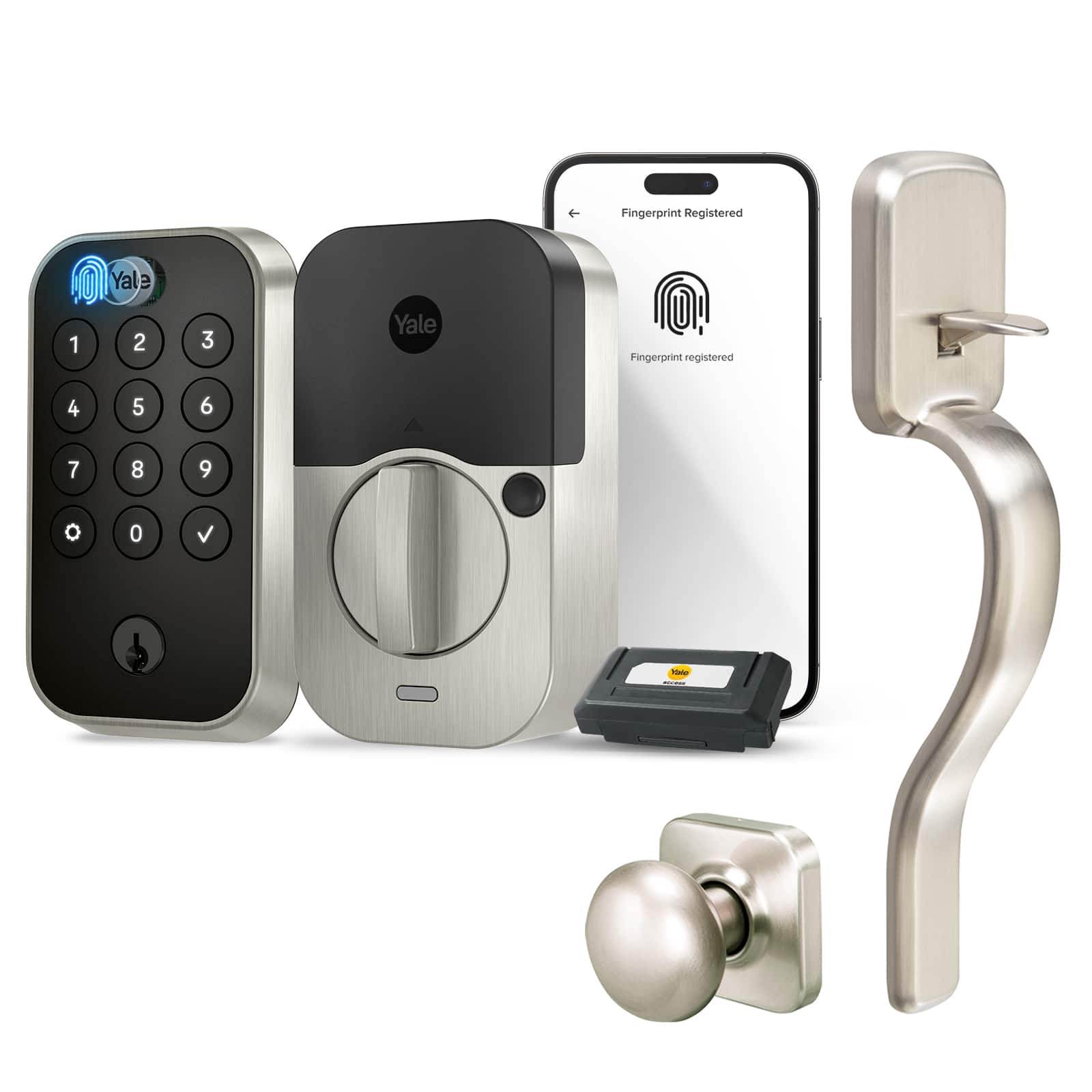 Yale - Assure Lock 2 Touch Keypad with Wi-Fi and Ridgefield Handleset - Satin Nickel - Front_Zoom