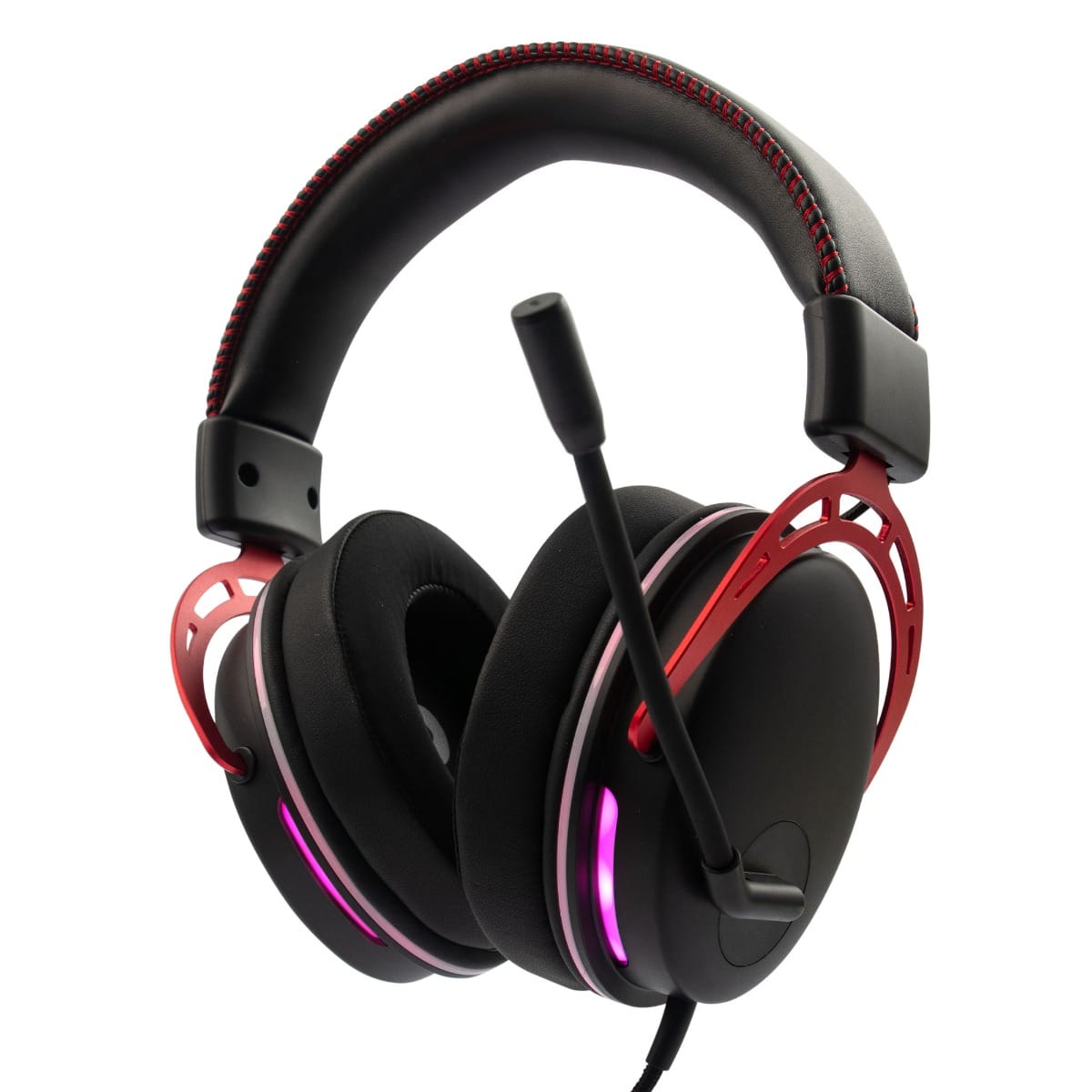 Front. RadioShack - Gaming Headphones 7.1 USB with 50mm Drivers Black & Red - Black.