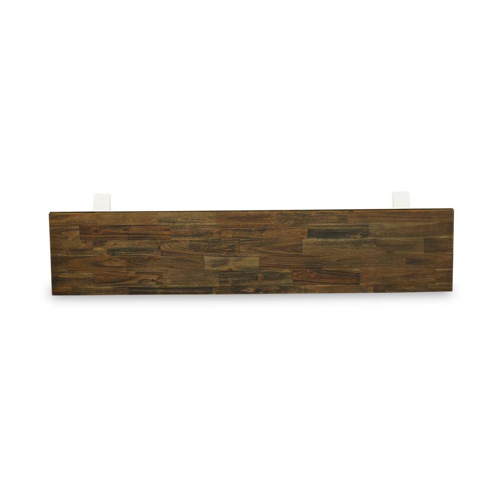 Angle. East West Furniture - V-Style Modern Dining Room Bench with Wooden Seat - Brown.