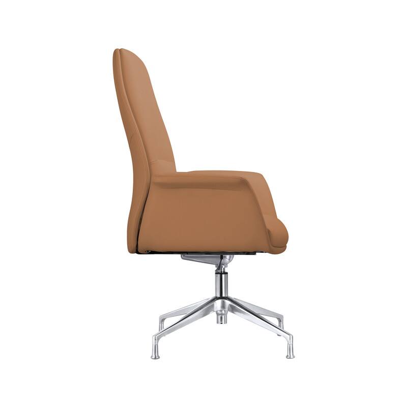 Alt View 1. LeisureMod - Summit Ergonomic Office Chair with Faux Leather, Adjustable Height & Swivel for Home or Work - Acorn Brown.