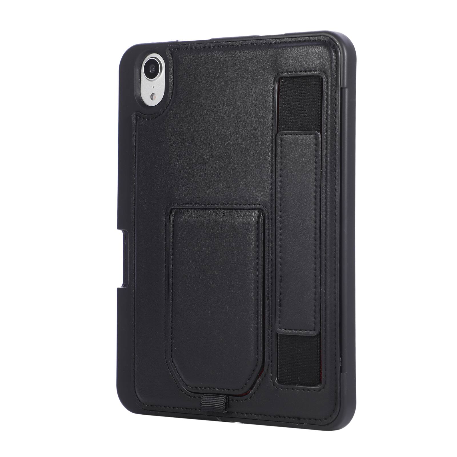 Alt View 2. UUCOVER - Case for iPad mini A17 Pro 8.3-inch 2024/iPad mini 6th Gen Shockproof PU Leather Hand Strap Stand Pencil Holder Cover - Black.
