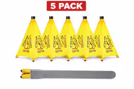 Alpine Industries - 20" Multi-Lingual Pop-Up Wet Floor Sign 5-Pack - Yellow