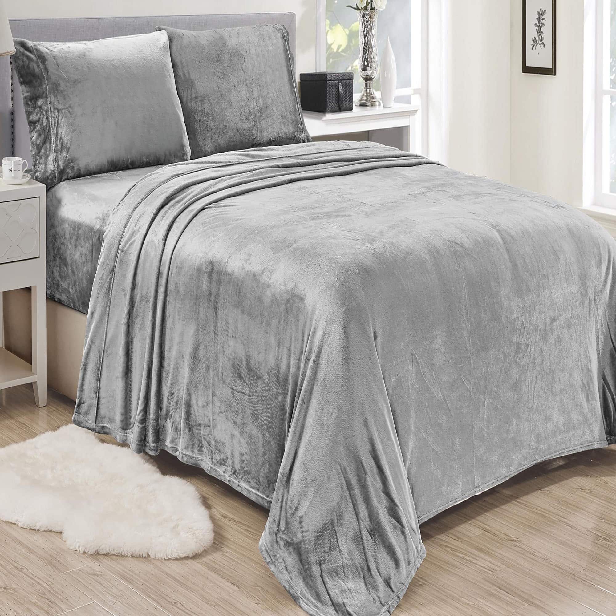 Plazatex - Lavana Microplush Ultra Premium All Season Soft Brushed Sheet Sets, Queen, Light Grey - Ltgrey