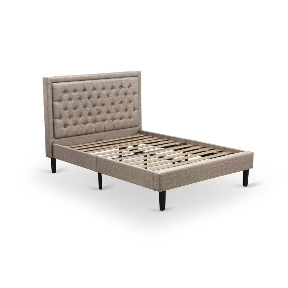 Alt View 1. East West Furniture - KD16F-1VL07 2 Pc Bedroom Set - Bed Frame Dark Khaki Headboard with 1 Nightstand Bedroom - Black Finish Legs - Dark Khaki.