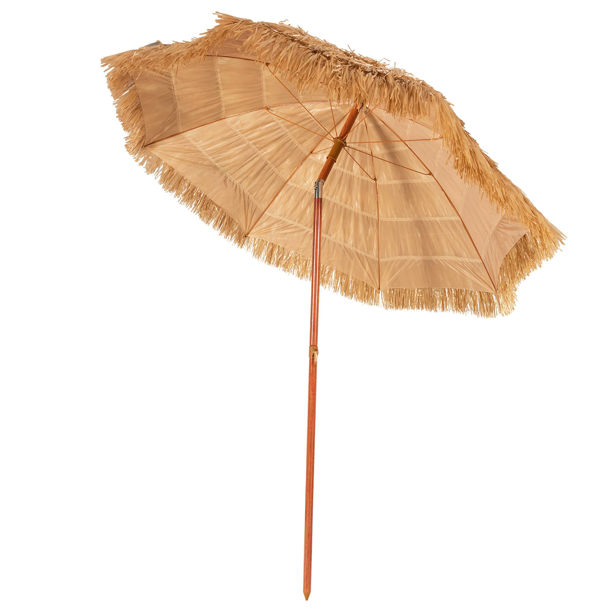 Alt View 1. Costway - 6.5 FT Thatched Beach Umbrella Tilt Tiki Hawaiian Patio Portable - Khaki.