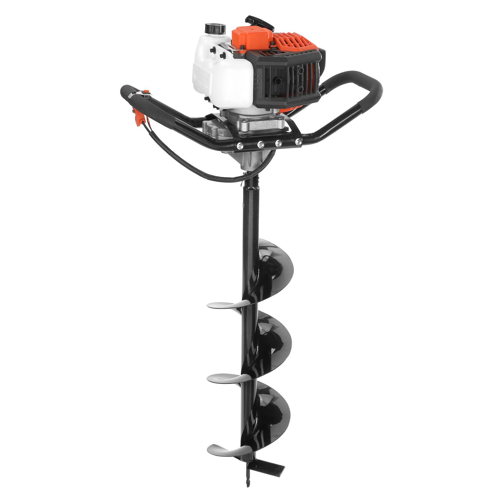 Alt View 5. VEVOR - Post Hole Digger, 43cc 1250W Auger Post Hole digger, Gas Powered Earth Digger with 8" Earth Auger Drill Bit - Orange + Black.