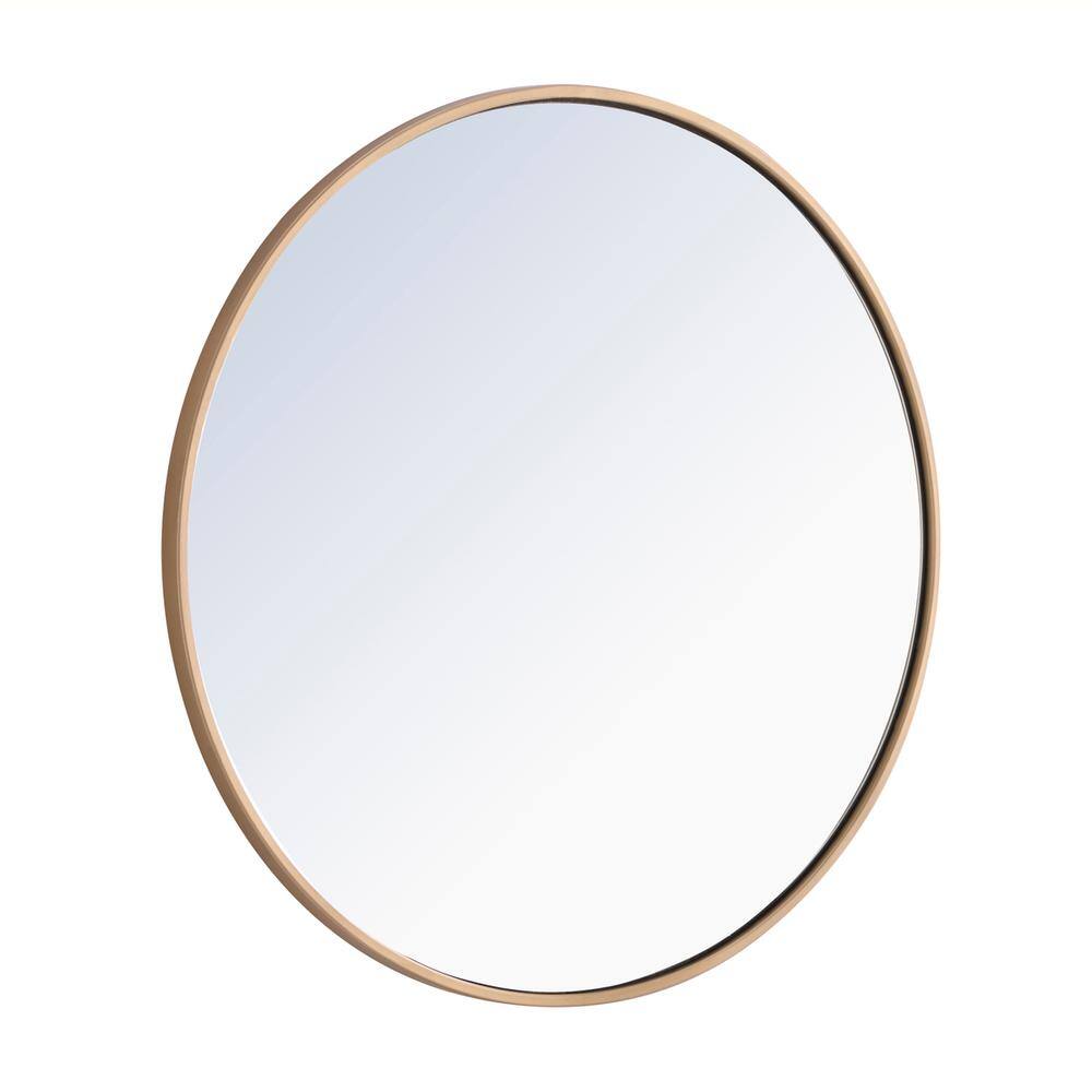 Back. Elegant Decor - Metal frame Round Mirror 28 inch Brass finish - Brass.