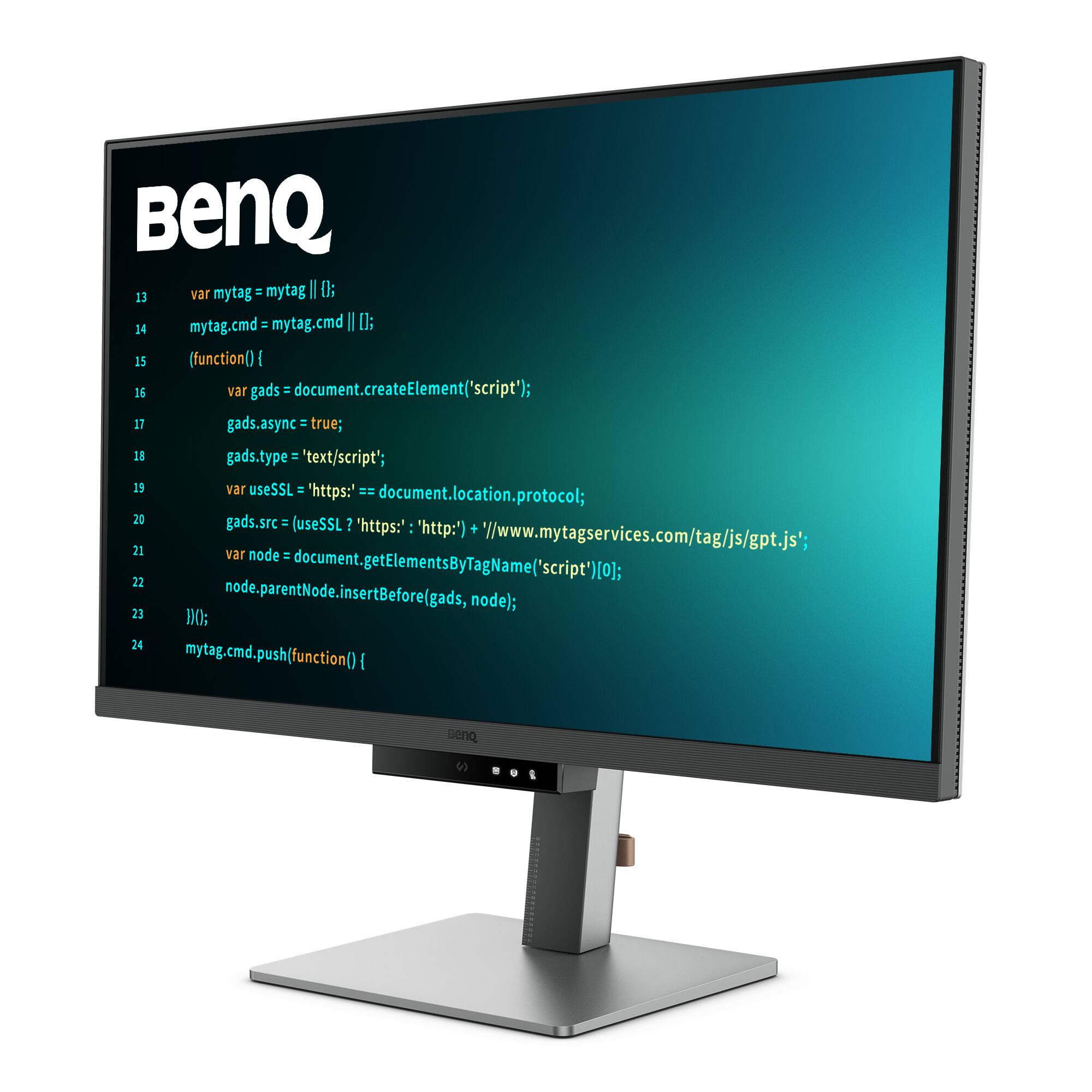 BenQ computer monitor with code on the screen.