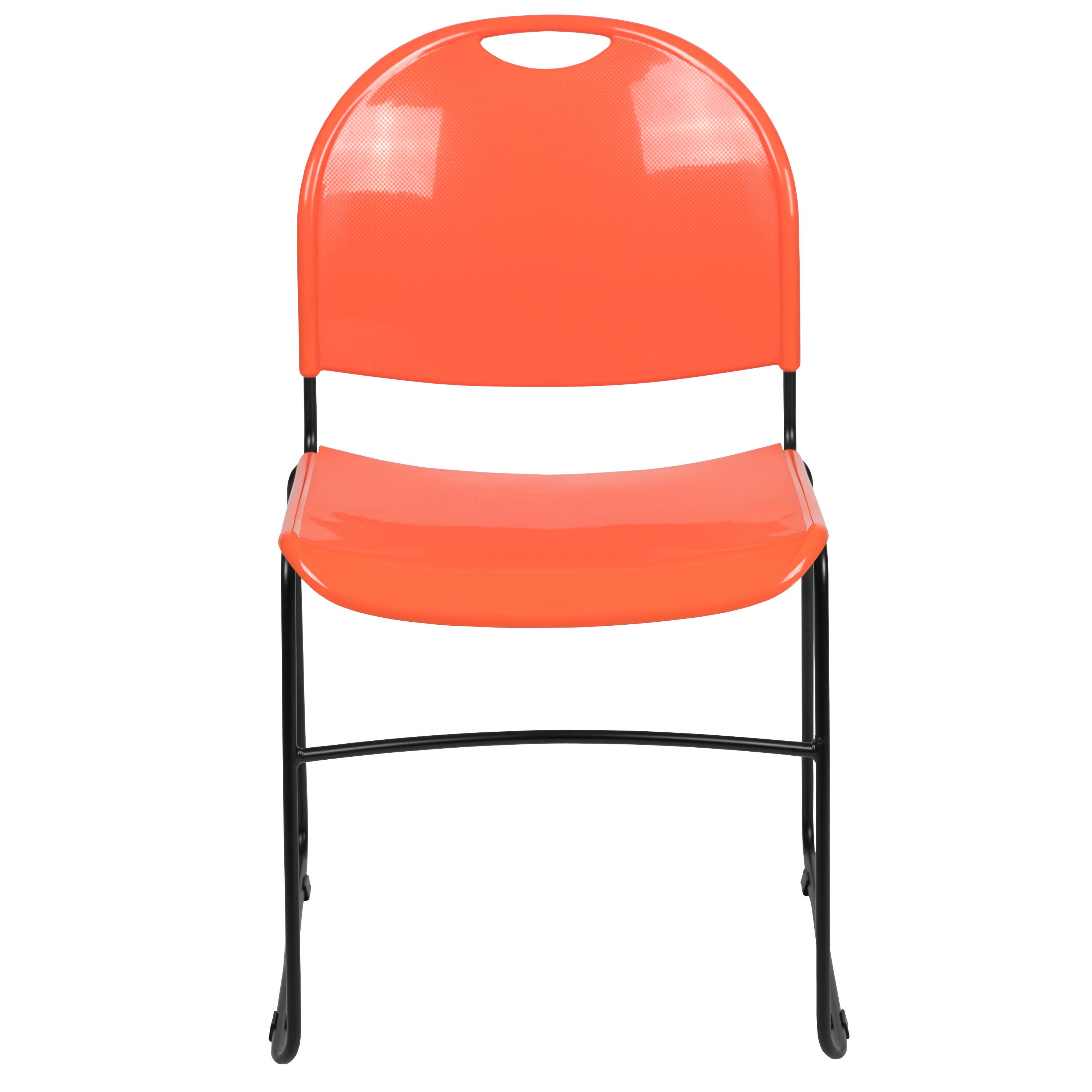 Alt View 7. Emma + Oliver - Ultra-Compact School Stack Chair - Office Guest Chair/Student Chair - Orange Plastic/Black Frame.