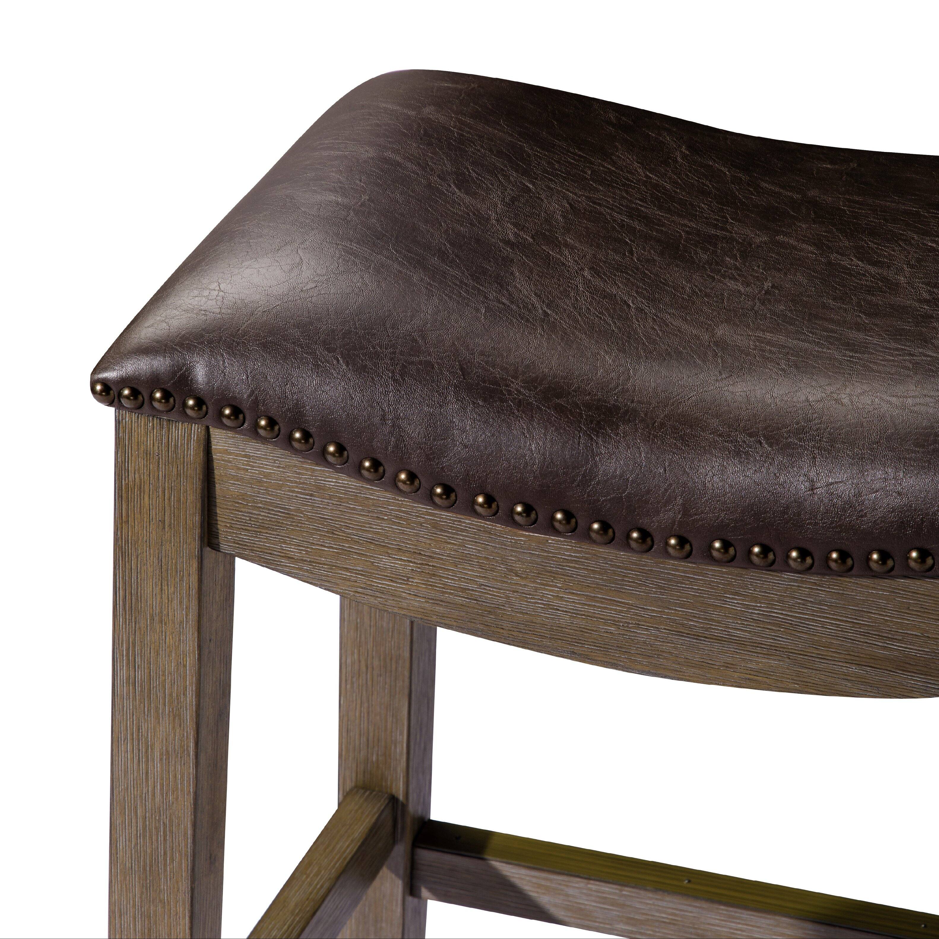 Alt View 6. Maven Lane - 31" Adrien Saddle Bar Stool In Walnut Finish With Vegan Leather - Walnut.