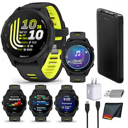 Garmin - Forerunner 170 Music GPS Running Smartwatch Black/Amp Yellow Bundle - Black/Amp Yellow - (2025)