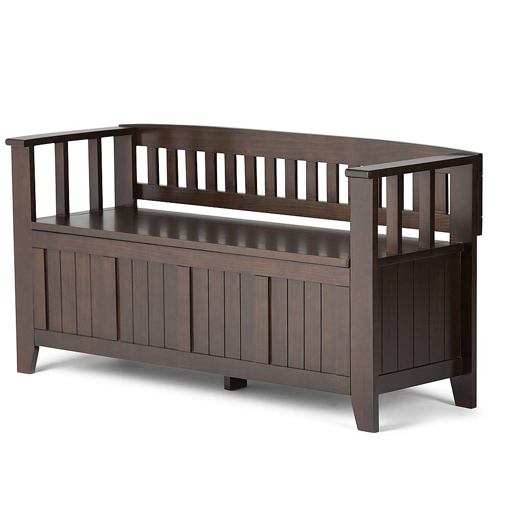 Angle. Simpli Home - Acadian solid wood 48 inch Wide Transitional Entryway Storage Bench - Brunette Brown.