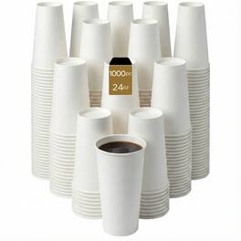 Eco Harmony Products - Paper Cup (Single Wall), 90mm, 24oz, 500-Pack - White
