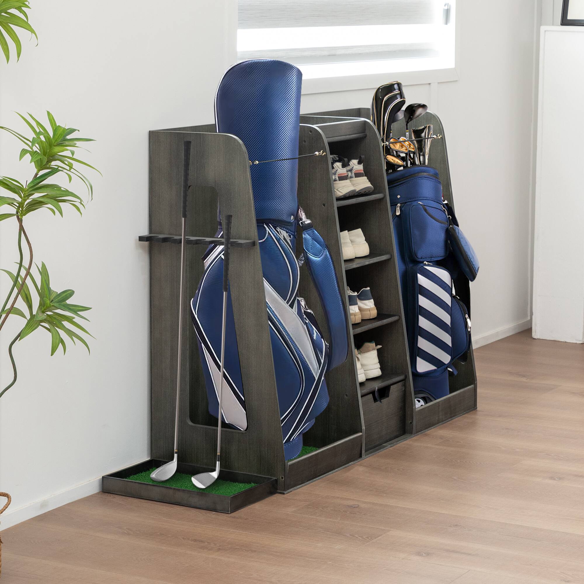 Alt View 5. ELEMENT ACE - Wooden Golf Bag Organizer with Drawers & Club Holders​​ - Gray.