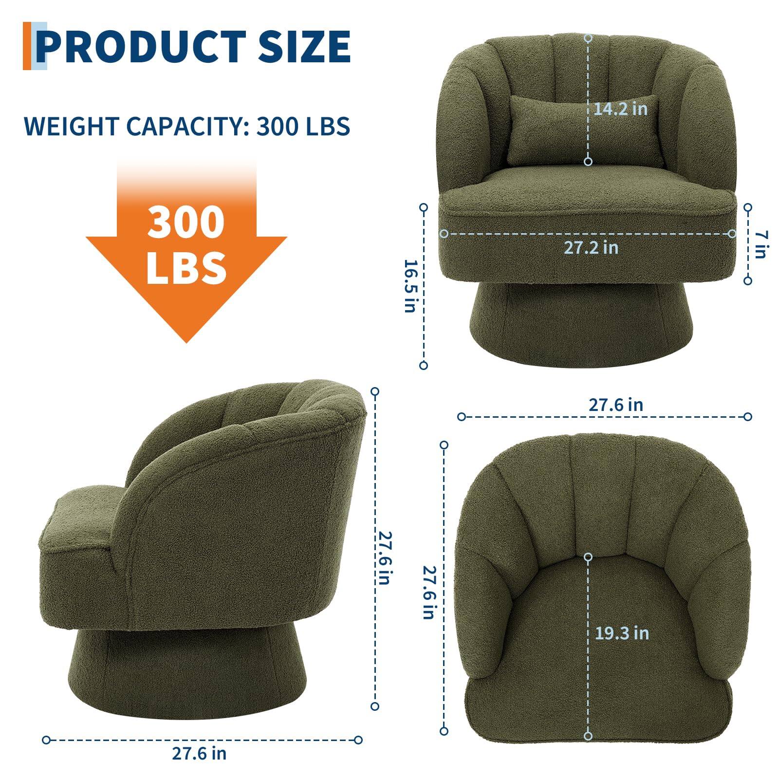 PRODUCT SIZE  
WEIGHT CAPACITY: 300 LBS  

300 LBS  

14.2 in  
16.5 in  
27.2 in  
7 in  

27.6 in  
27.6 in  
27.6 in  
19.3 in