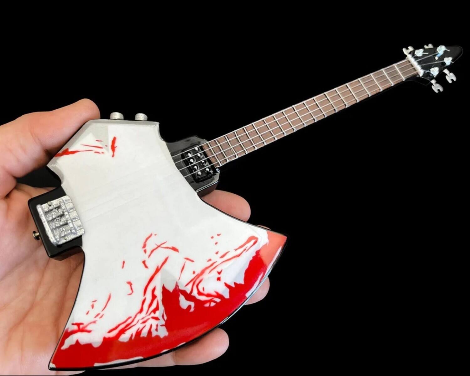Alt View 2. Axe Heaven - Gene Simmons - Axe Heaven Signature Blood Axe Mini Bass Guitar Replica Collectible GS-332   - Collectibles - Multicolor.