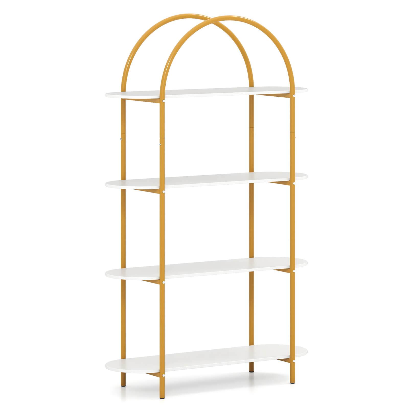 Alt View 9. Costway - Costway 1 PCS Arched Bookshelf, 4-Tier Open Bookcase with Sturdy Metal Frame for Living Room - Gold and White.