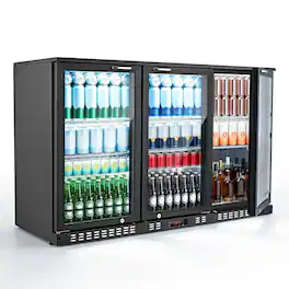 VEVOR - Back Bar Cooler, 11.4 Cu.Ft Commercial Beverage Refrigerator with 3 Glass Door, Large Under Counter Fridge w/ LED - Black