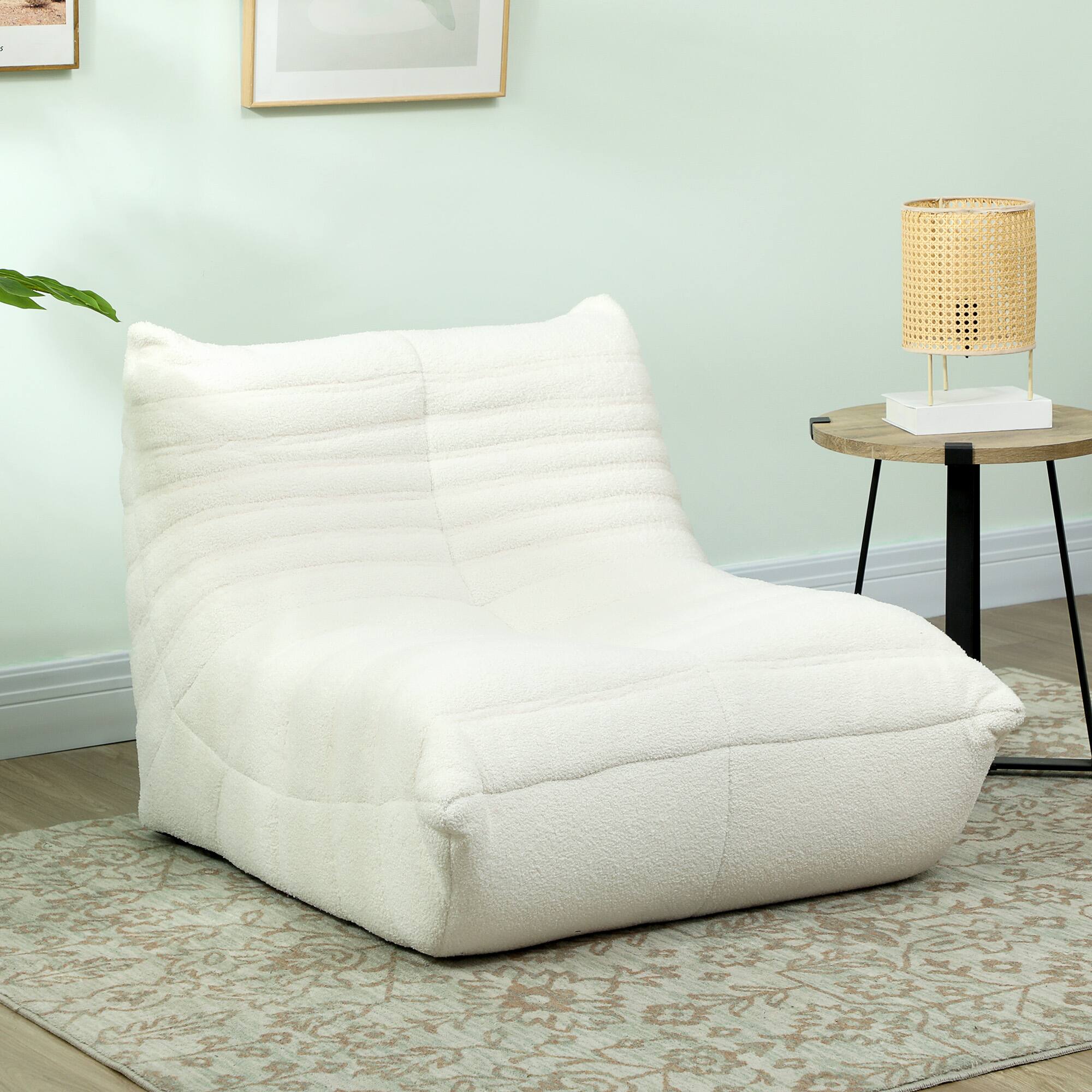 Alt View 8. Homcom - Bean Bag Chair for Adults, Giant Fireside Chair Lazy Sofa with High Density Comfortable Foam for Living Room, Bedroom - Cream White.