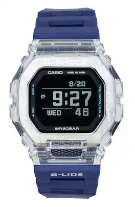 Casio - G-Shock G-Lide Digital Smartphone Link Blue Resin Strap Quartz GBX-100S-2 200M Unisex Watch - Black