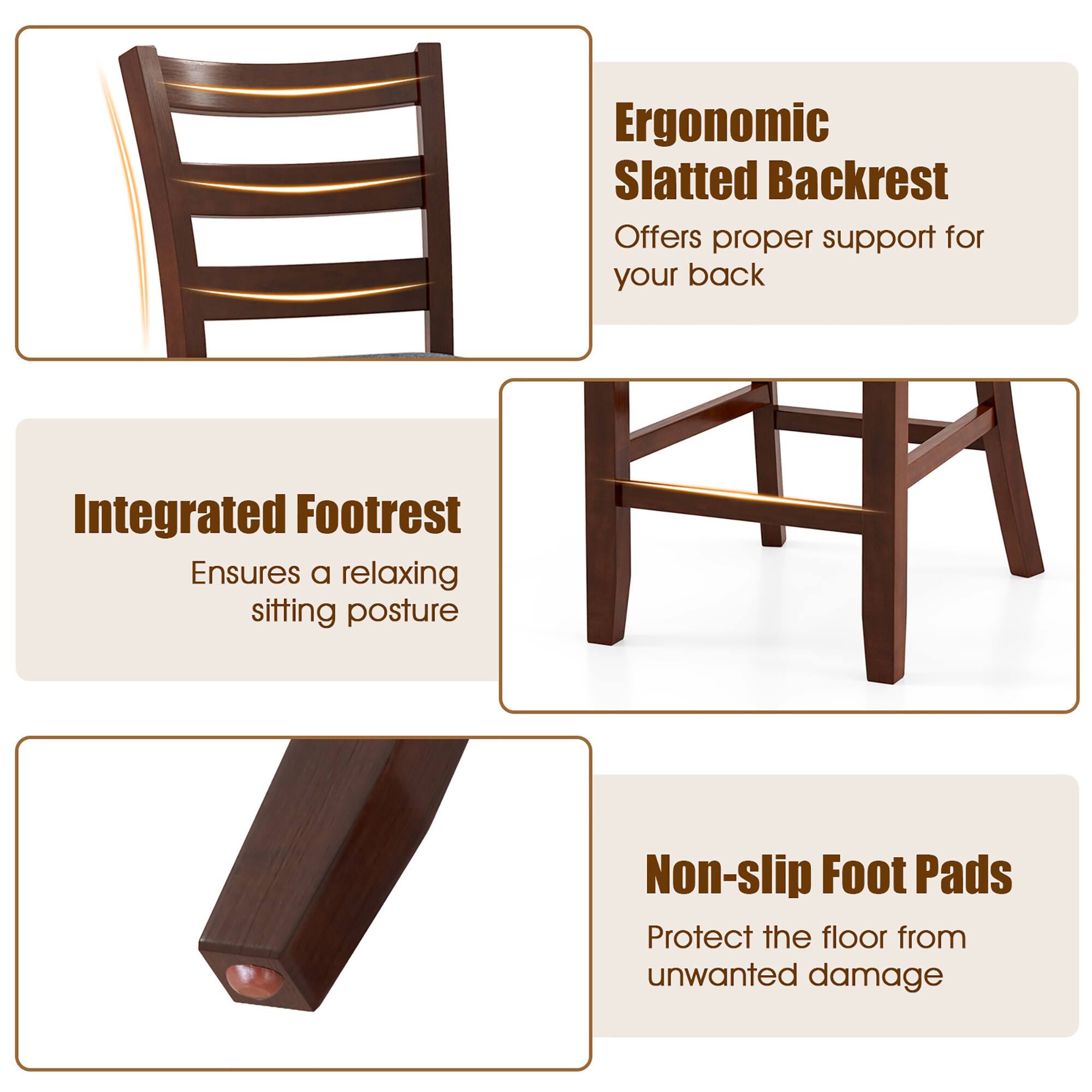 Ergonomic Slatted Backrest Offers proper support for your back
Integrated Footrest Ensures a relaxing sitting posture
Non-slip Foot Pads Protect the floor from unwanted damage