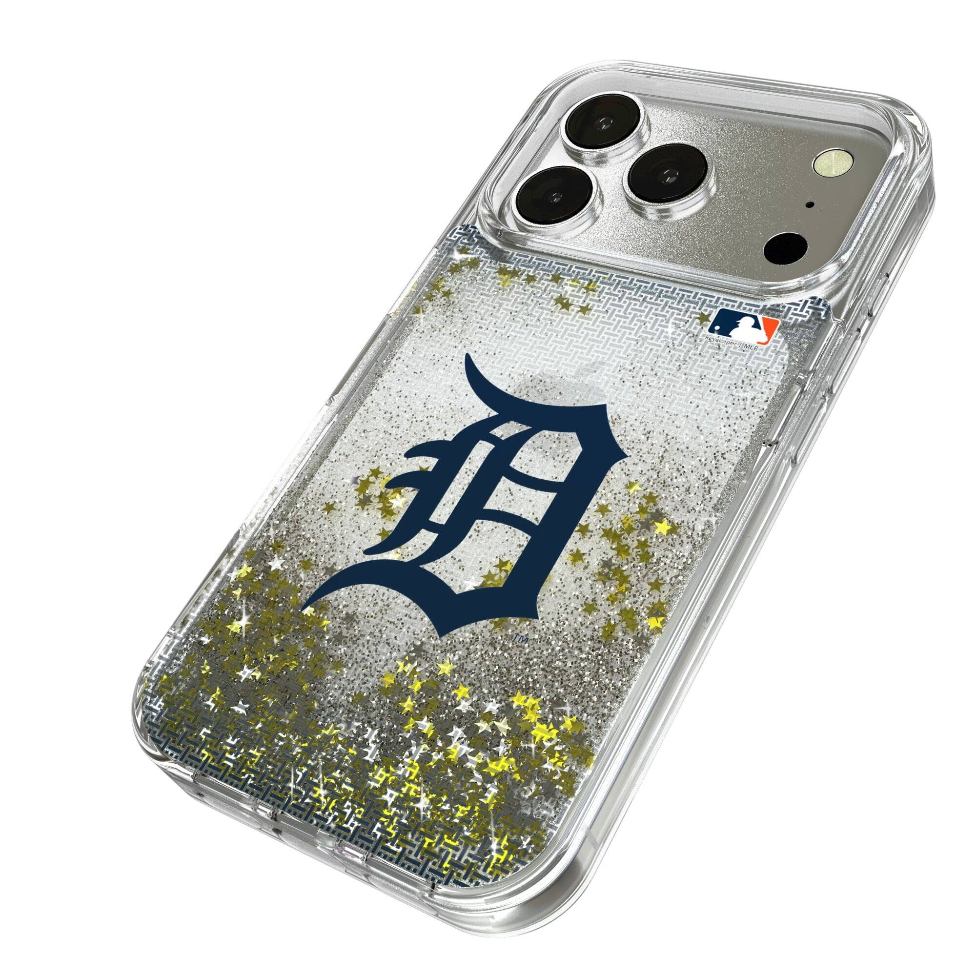 Alt View 1. Keyscaper - Detroit Tigers Linen Logo iPhone Glitter Case - 13 Pro - Multicolor.