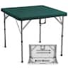 VEVOR - Mahjong Table,Fold-in-Half 4 Player Card Table with Wear-Resistant Green Tabletop, Portable Bi-Folding Square,34x34-inch - White