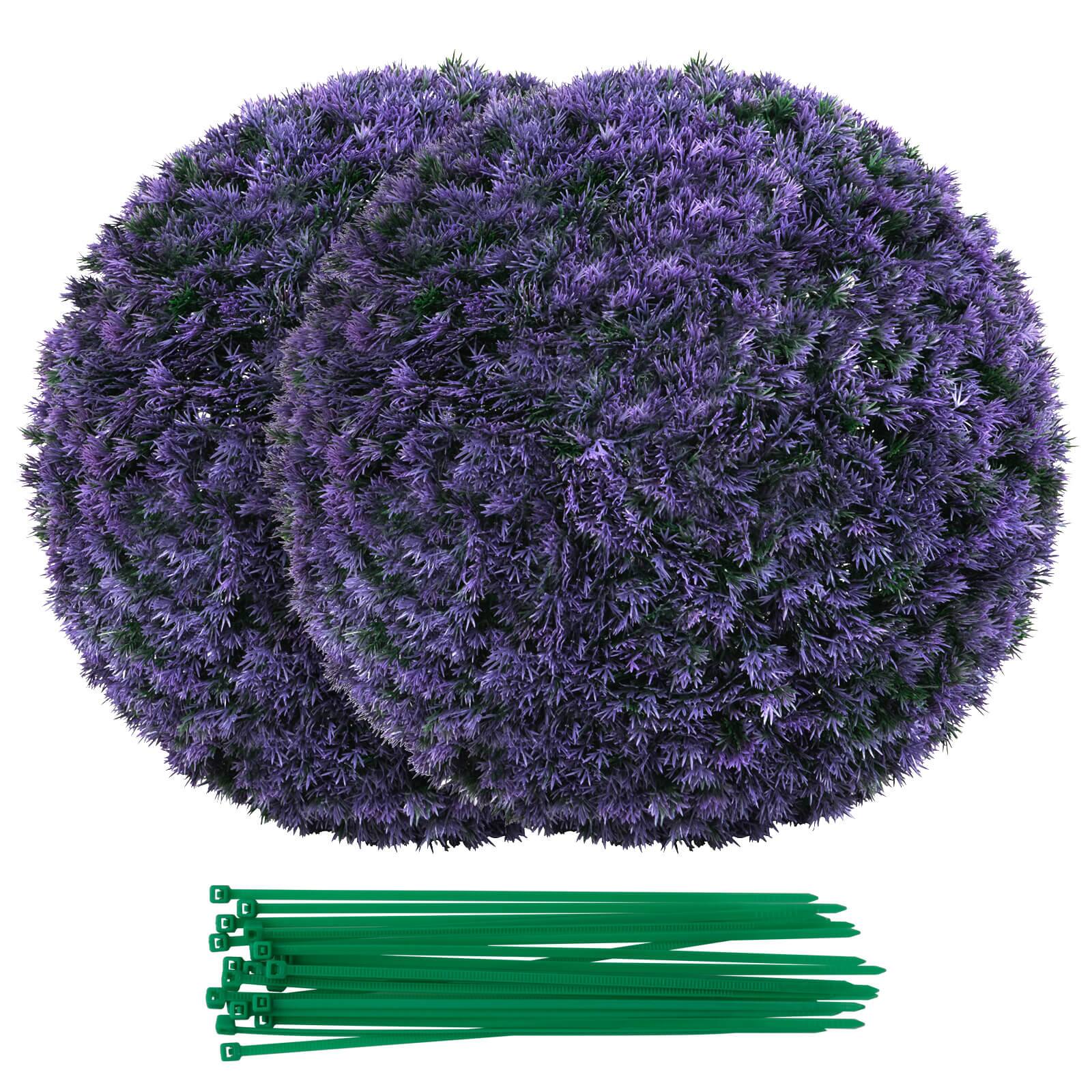 Alt View 9. Costway - Costway 2 PCS 15" Artificial Plant Boxwood Topiary Ball Faux Lavender Decorative Balls - Purple.