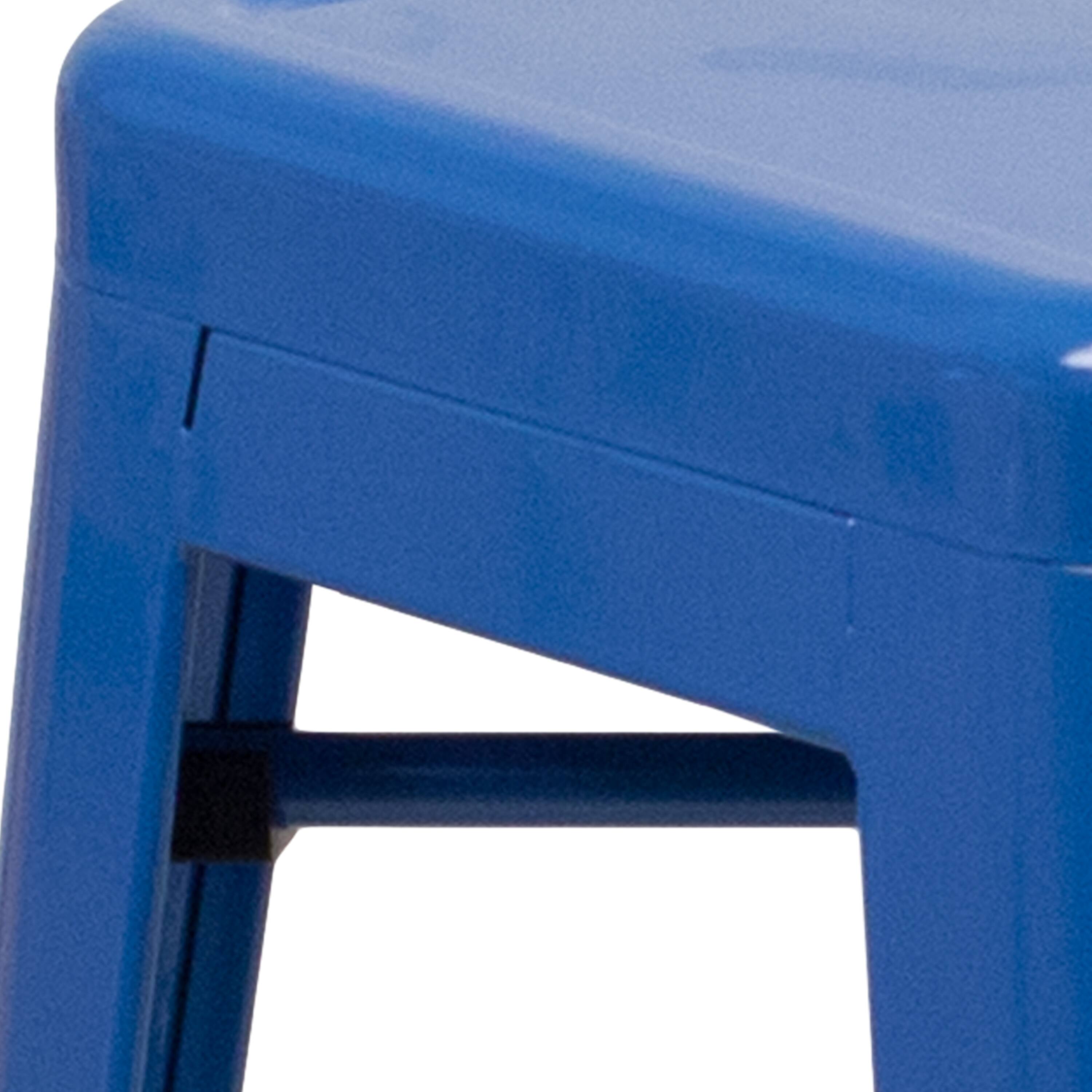 Alt View 7. Emma + Oliver - Commercial Grade 24"H Backless Metal Indoor-Outdoor Counter Stool w/ Square Seat - Blue.