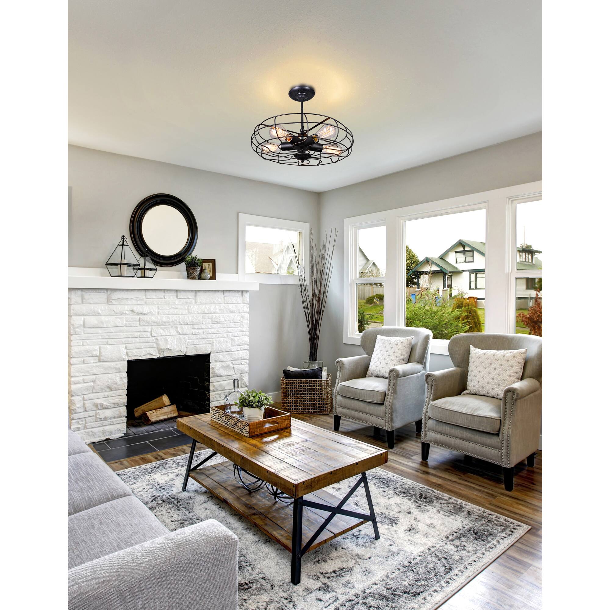 Back. CWI Lighting - Pamela 5 Light Flush Mount With Antique Copper Finish - Antique Copper.