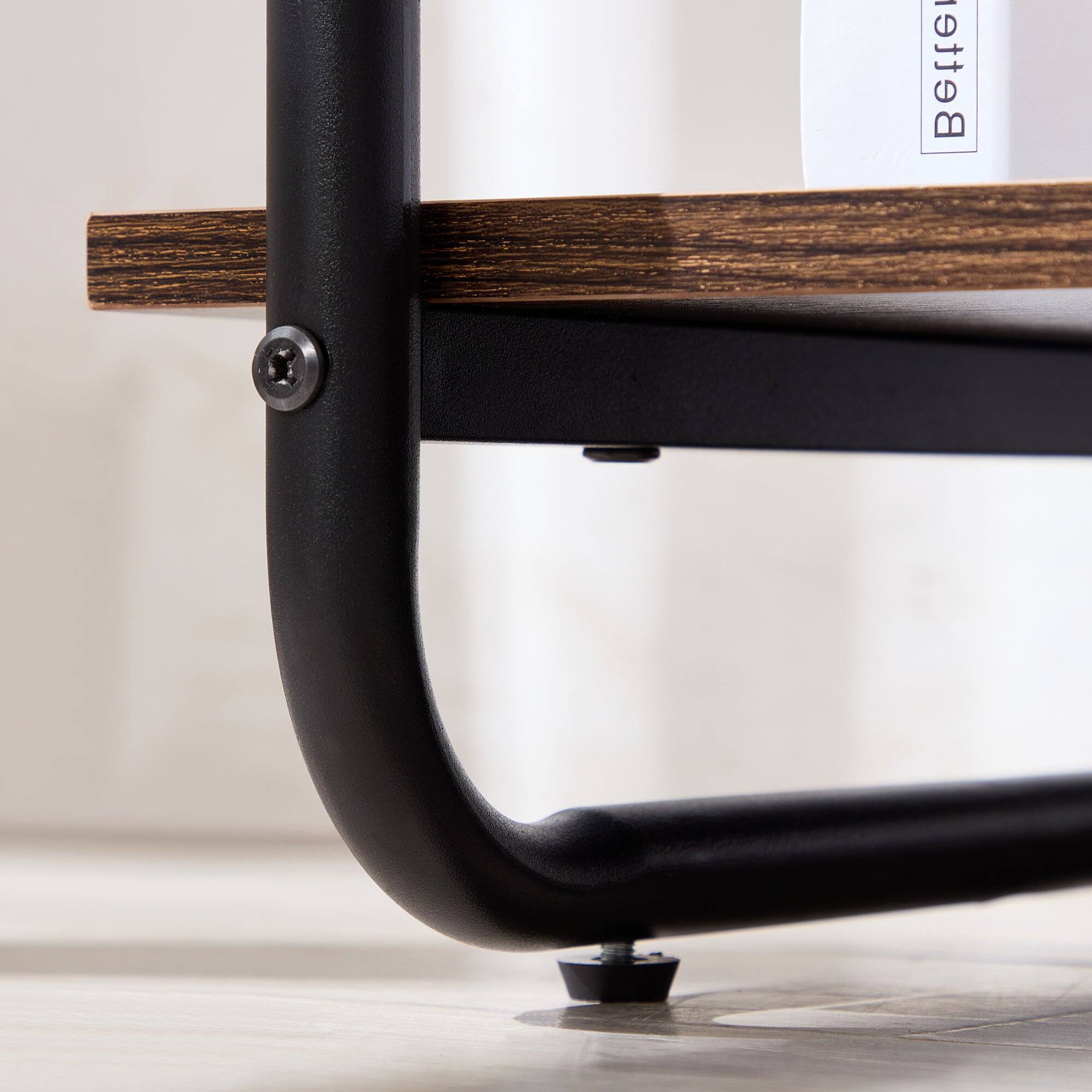 Angle. Vecelo - 55" Industrial TV  Stand with Adjustable Shelves - Heavy Duty Metal Frame, 55lb Shelf Capacity,Brown - Brown.