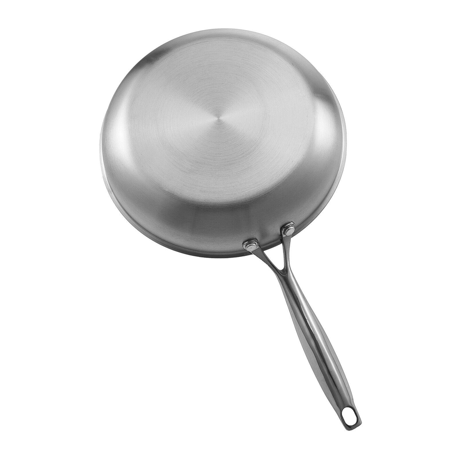 Alt View 9. Glintex - Tri-Ply Stainless Steel Frying Pan Set, 3 Pcs Skillet Cookware for Gas, Electric, Induction, and Oven Cooking - Silver.