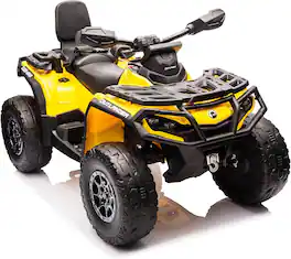 Electrodes Masters - 2 Seater Ride On ATV for Kids, 24V Licensed Can-Am Electric ATV Car for Kids, 4 Wheeler 4WD Electric Car Battery - Yellow