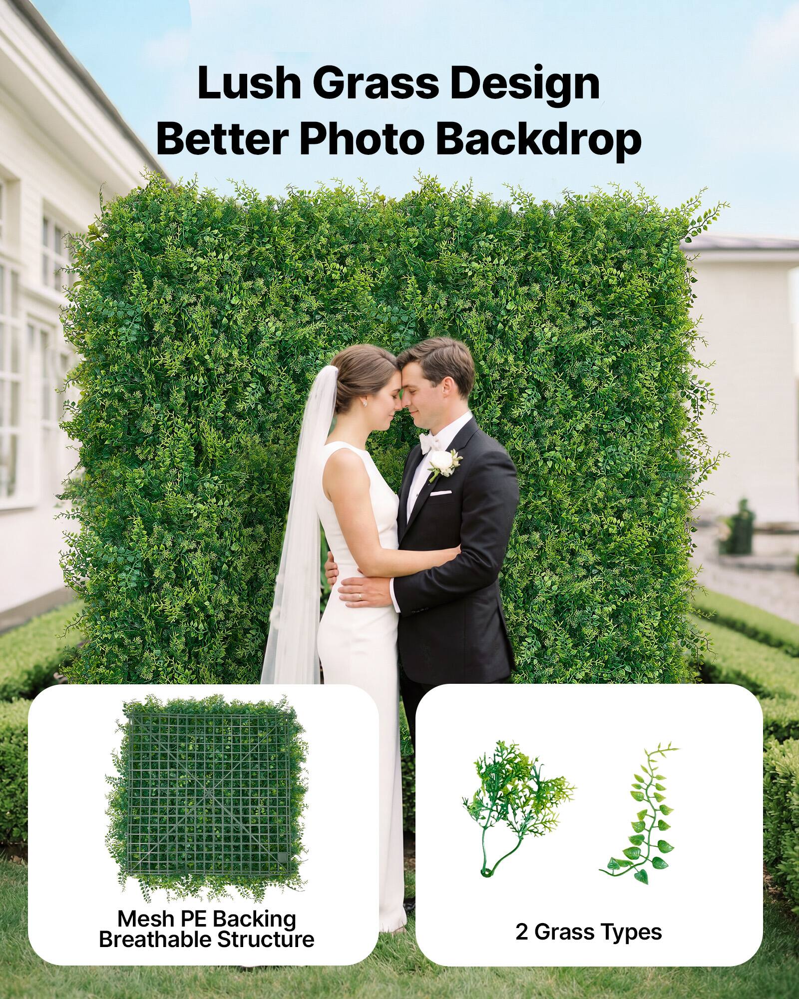 Lush Grass Design Better Photo Backdrop  
Mesh PE Backing Breathable Structure  
2 Grass Types