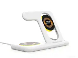 RISOKEYS - 6-in-1 Foldable Wireless Charger Stand - Fast Charging Pad with Dimmable Night Light for iPhone, Apple Watch, AirPods - White