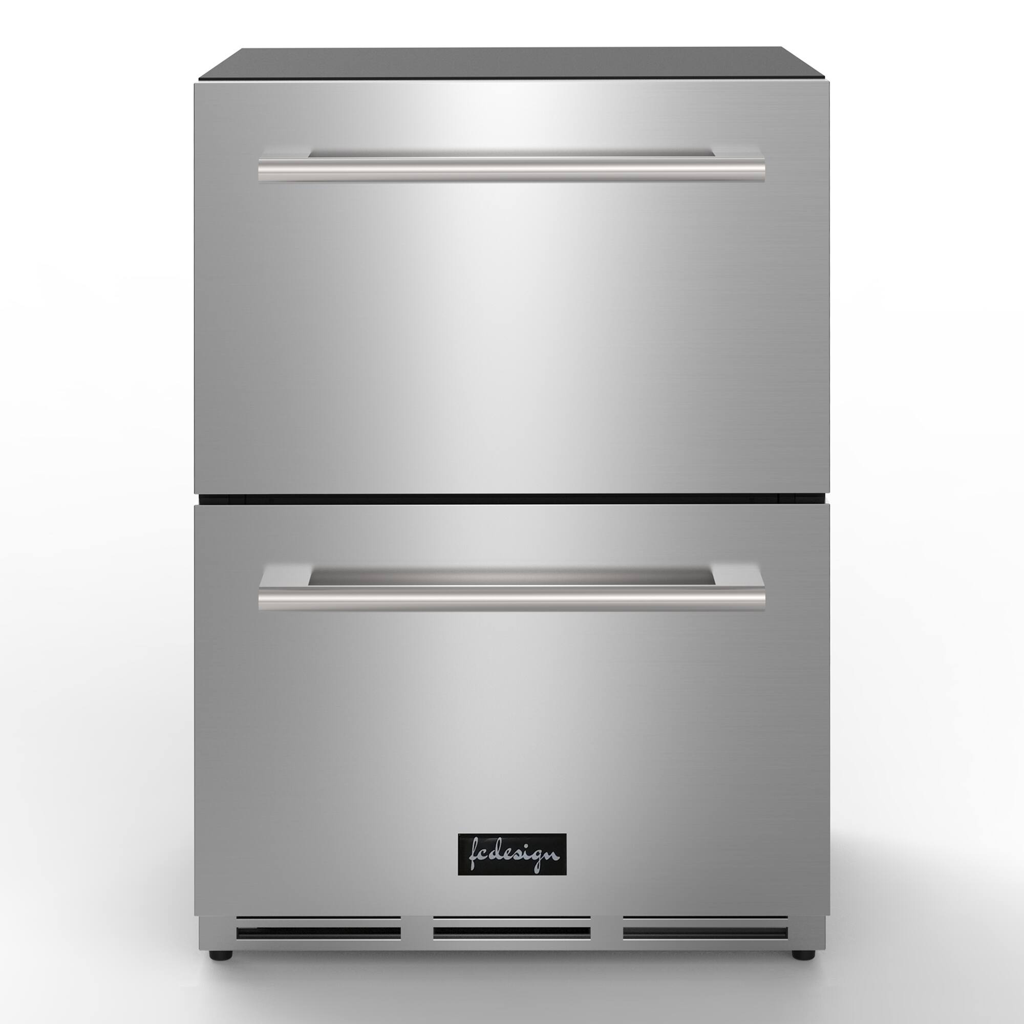 Front. FC Design - Fc Design 24 Inch Stainless Steel Indoor Outdoor Refrigerator Drawer, Built-in Beverage Refrigerator - Silver.
