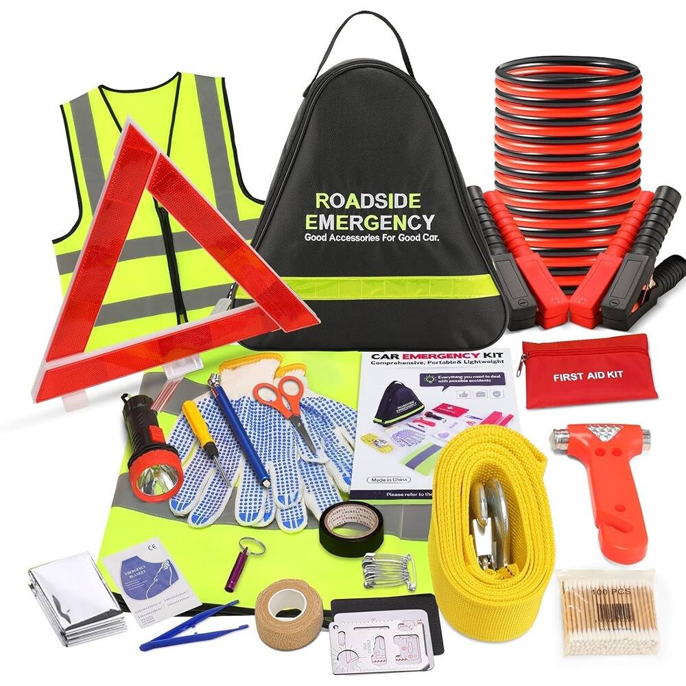 ROADSIDE EMERGENCY  
Good Accessories For Good Car.

CAR EMERGENCY KIT  
Cumprahienaive  
PUrTatsen Lightweight - FIRST AID KIT Mude - P rater - 1 CE MAGE LO0 C

ROADSIDE EMERGENCY  
Good Accessories For Good Car.

CAR EMERGENCY KIT  
Comprehensive Lightweight Kit

FIRST AID KIT