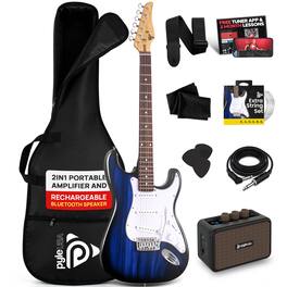 Pyle - Electric Guitar & Amp Kit, Full Size 39" with Bluetooth Amp, ST-Style Pickups - PEGKT400BL - Blue Burst