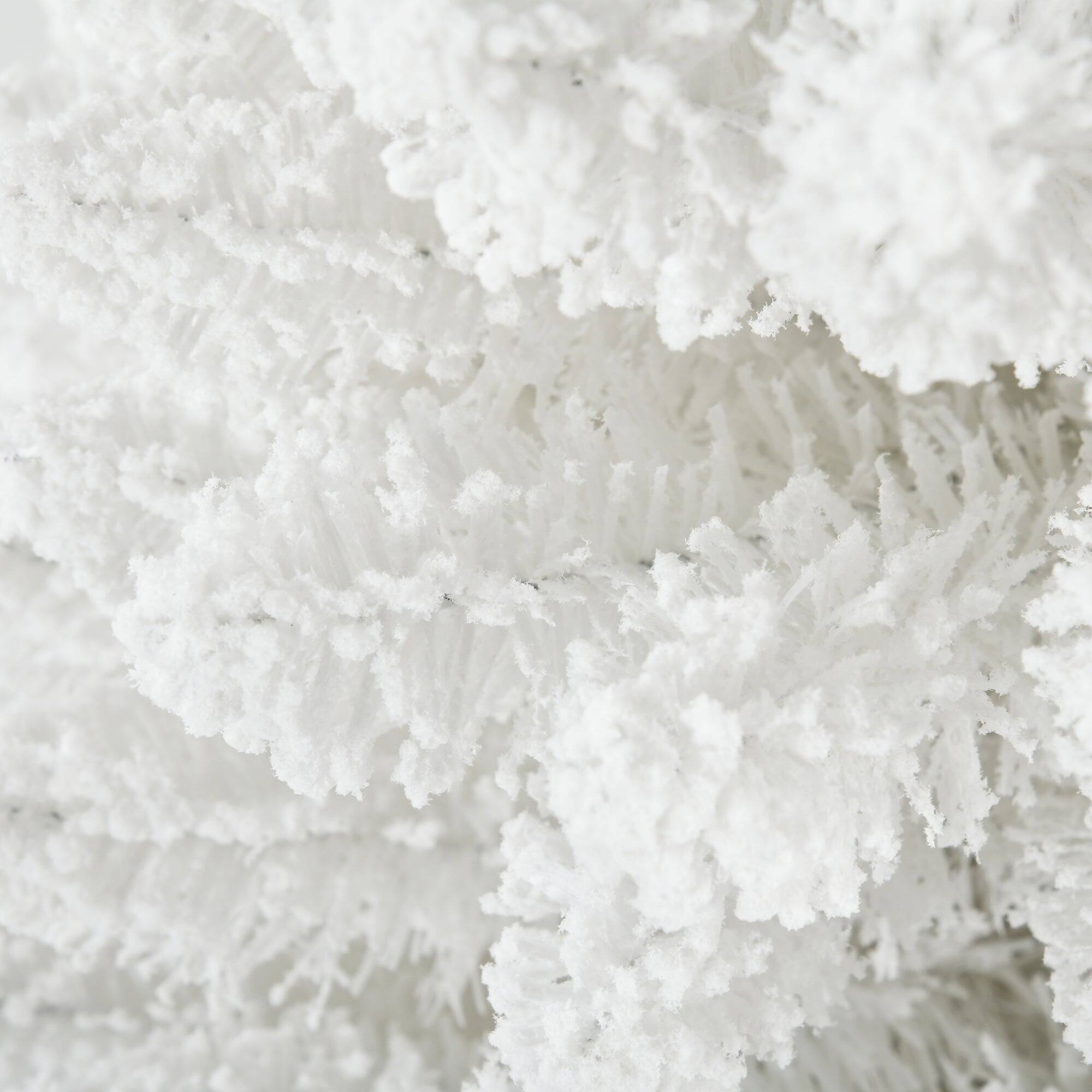 Back. BreeBe - 6 ft Snow Flocked Artificial Pencil Christmas Tree - White.