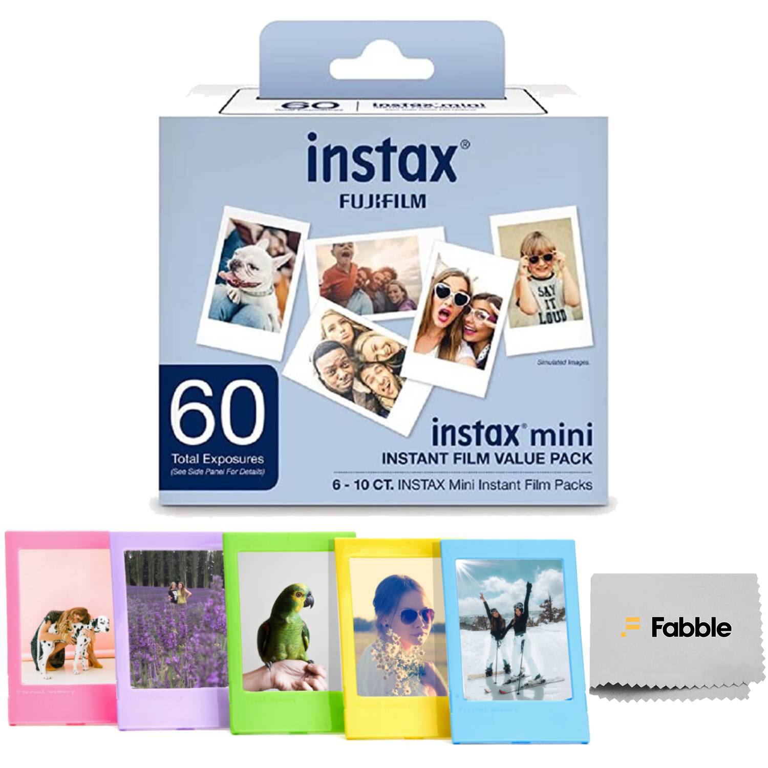 instax  
FUJIFILM  
60 Total Exposures (See Side Pane For Details)  
instax mini  
INSTANT FILM VALUE PACK  
6 - 10 CT. INSTAX Mini Instant Film Packs  

SAY IT LOUD  

Fabble