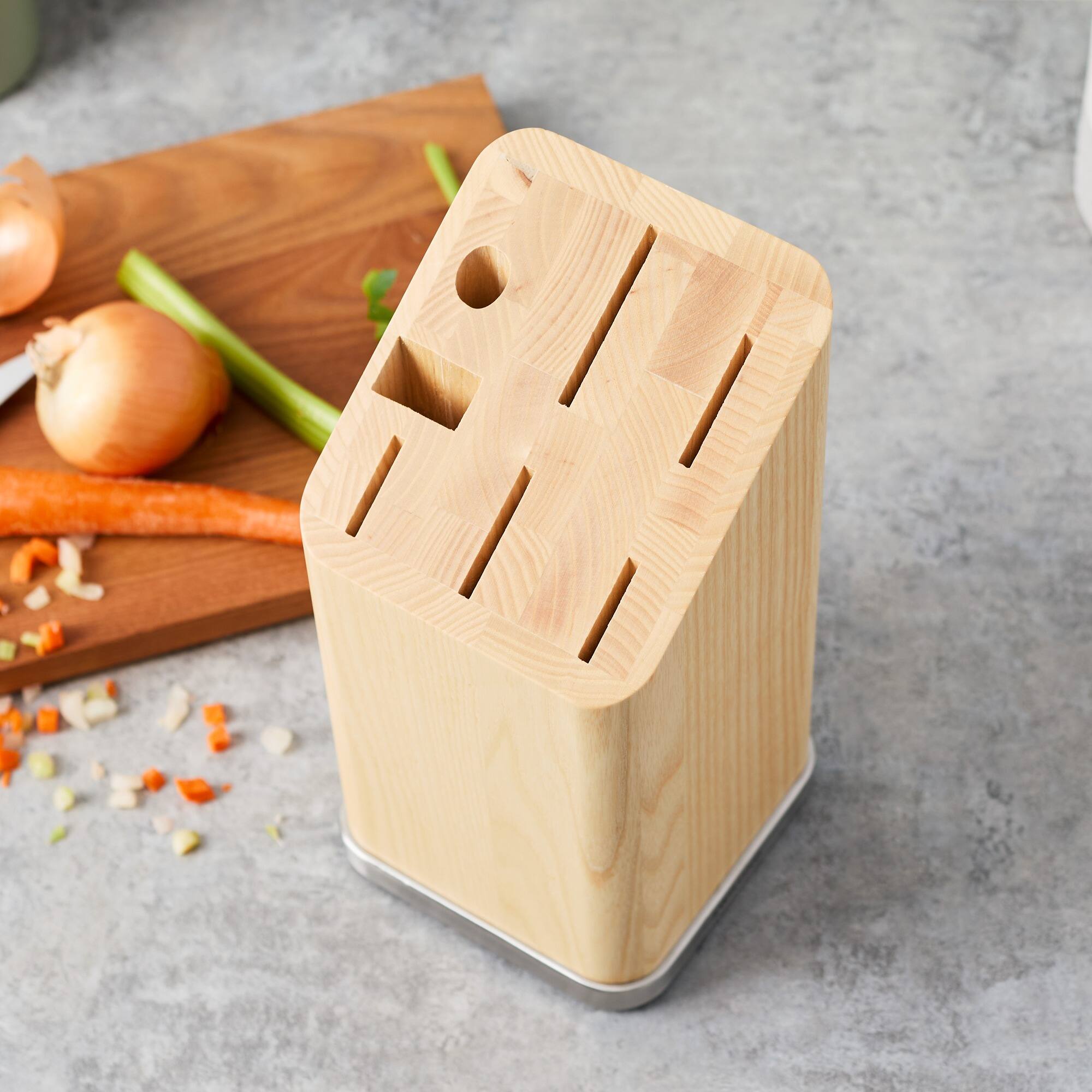 Alt View 3. ZWILLING - ZWILLING Storage Slanted Knife Block with Stainless Steel Base - Natural Ash (no knives included) - Natural.