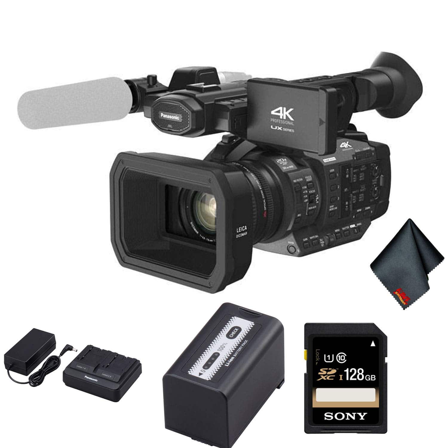 Panasonic - AG-UX180 4K Premium Professional Camcorder Base Bundle - Standard 1 Year Manufacturer Warranty