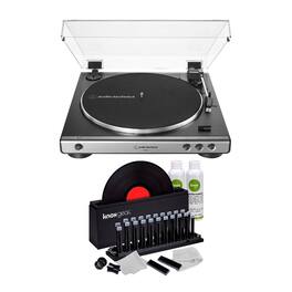Audio-Technica - Audio Technica AT LP60X Belt Drive Stereo Turntable Gunmetal with Cleaner Kit