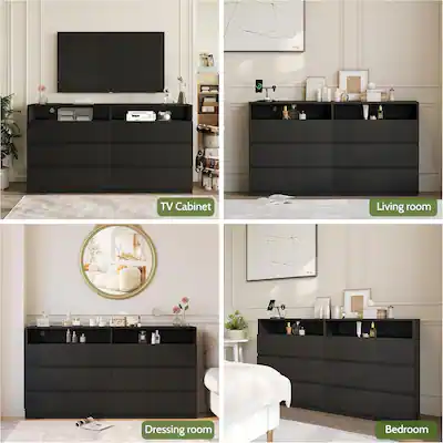 Vipbear 6 Drawer Double Dresser with Power Outlet, Accent Chests of Drawers with LED Light, Storage, Charging Station Black COD03-BL - Best Buy Vipbear 6 Drawer Double Dresser with Power Outlet, Accent Chests of Drawers with LED Light, Storage, Charging Station Black COD03-BL - Best Buy