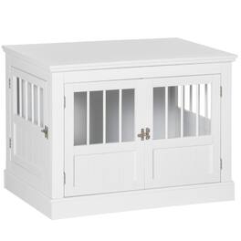 Pawhut - Dog Crate End Table, Triple Doors, Wooden Furniture, Indoor Use, Puppy Crate, for Small Dogs