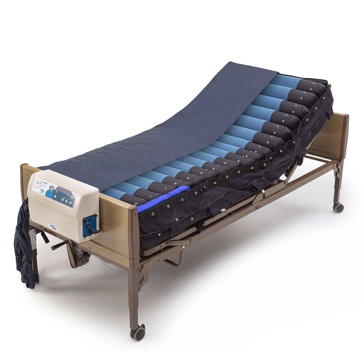 Front. Invacare - MicroAIR Advanced Alternating Pressure Low Air Loss Mattress 600lb Capacity - Blue.