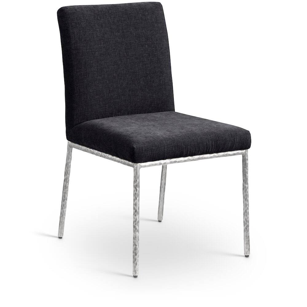 Alt View 1. Meridian Furniture - Reeves Black Chenille Fabric Upholstered Dining Side Chair, Set of 2 - Silver.