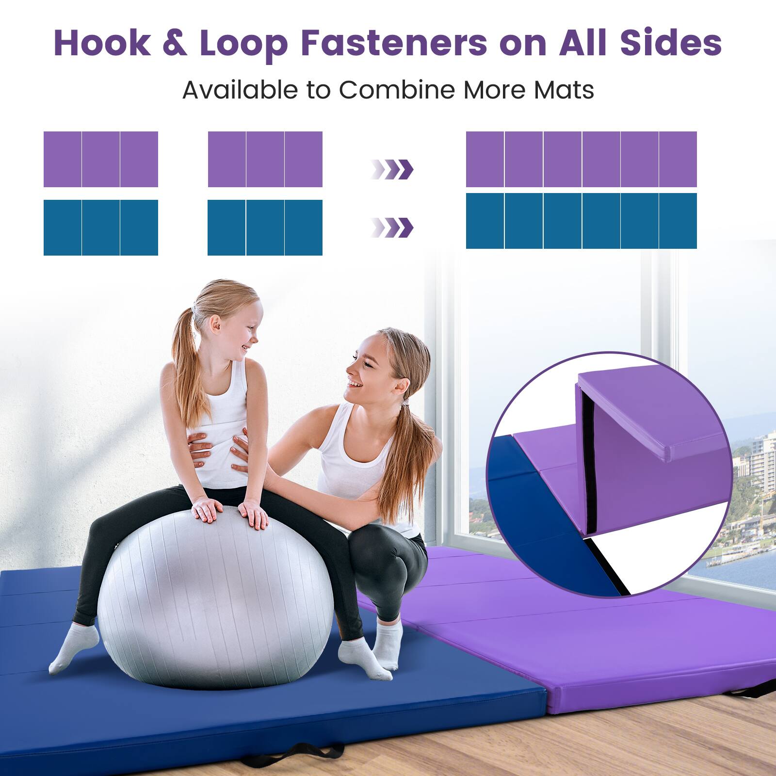 Hook & Loop Fasteners on All Sides  
Available to Combine More Mats